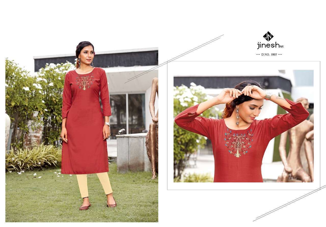 JINESH NX PRESENT ANAMIKA VISCOSE WITH HANDWORK KURTIS IN WHOLESALE PRICE IN SURAT - SAI DRESSES