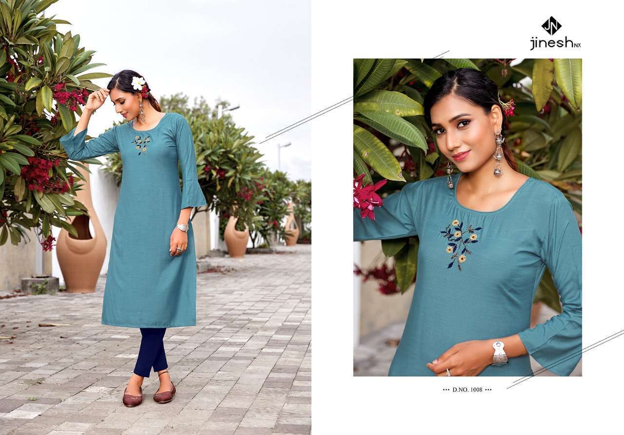 JINESH NX PRESENT ANAMIKA VISCOSE WITH HANDWORK KURTIS IN WHOLESALE PRICE IN SURAT - SAI DRESSES