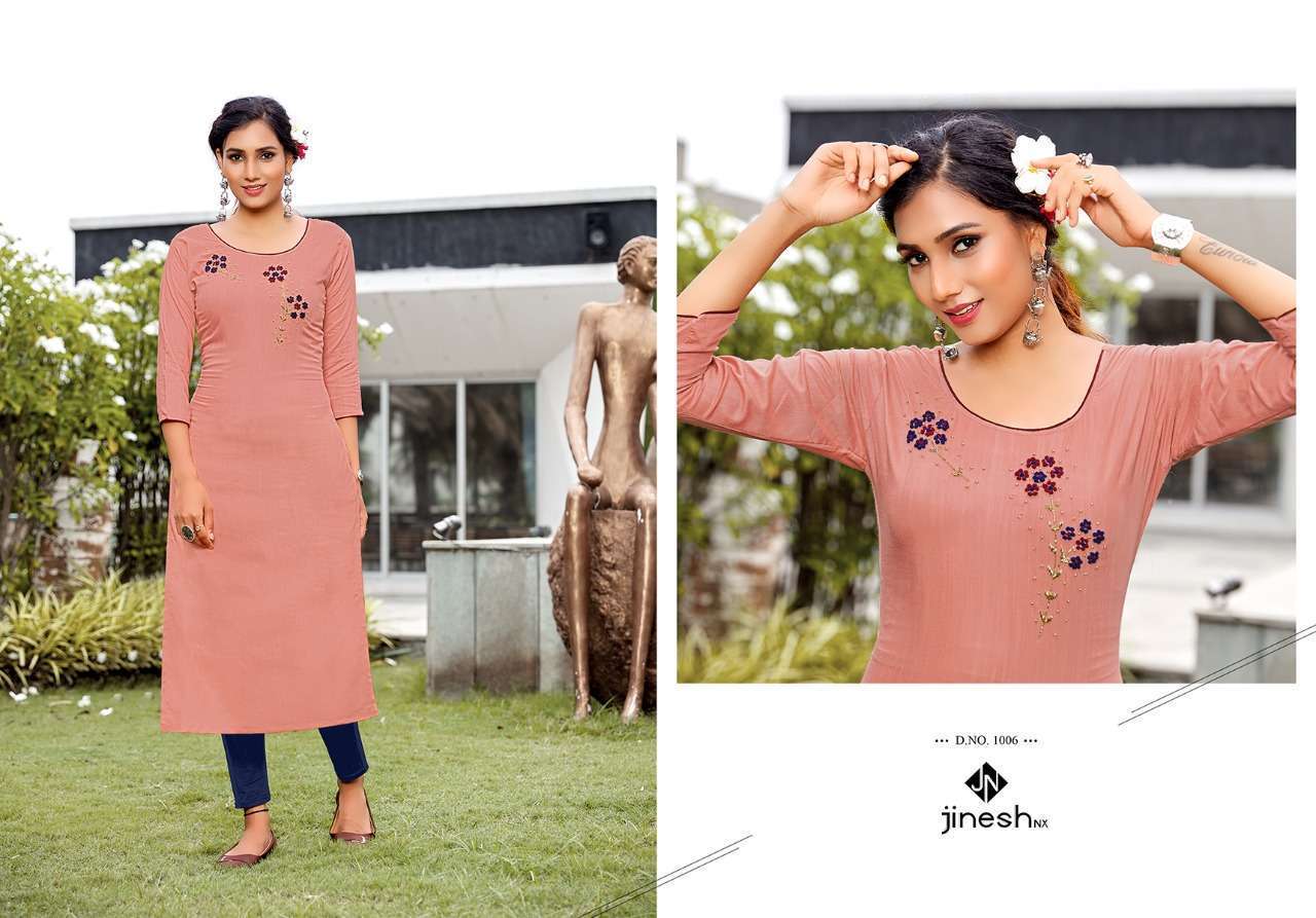 JINESH NX PRESENT ANAMIKA VISCOSE WITH HANDWORK KURTIS IN WHOLESALE PRICE IN SURAT - SAI DRESSES