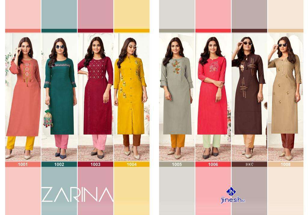JINESH NX PRESENT ZARINA VISCOSE WITH EMBROIDERY WORK KURTIS IN WHOLESALE PRICE IN SURAT - SAI DRESSES
