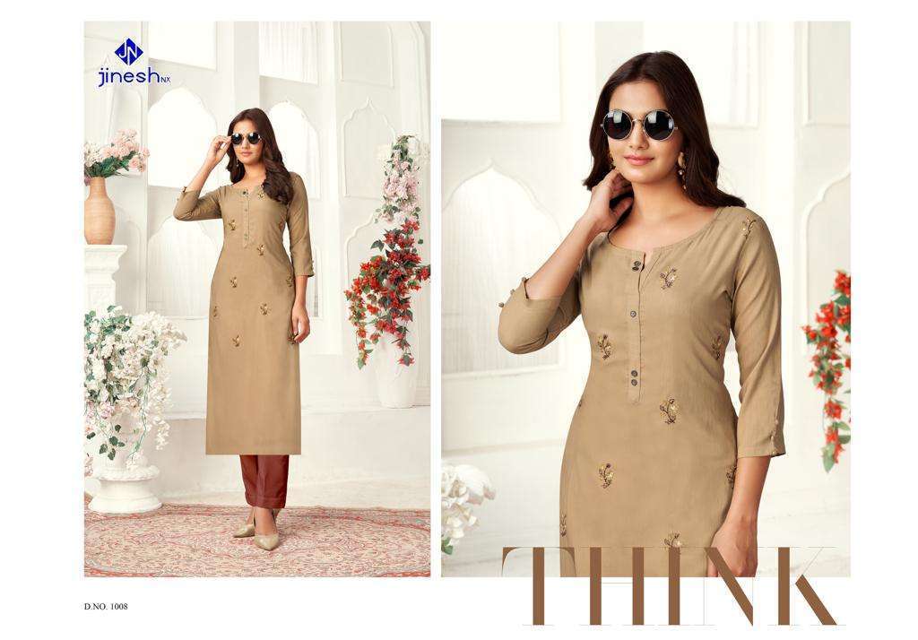JINESH NX PRESENT ZARINA VISCOSE WITH EMBROIDERY WORK KURTIS IN WHOLESALE PRICE IN SURAT - SAI DRESSES