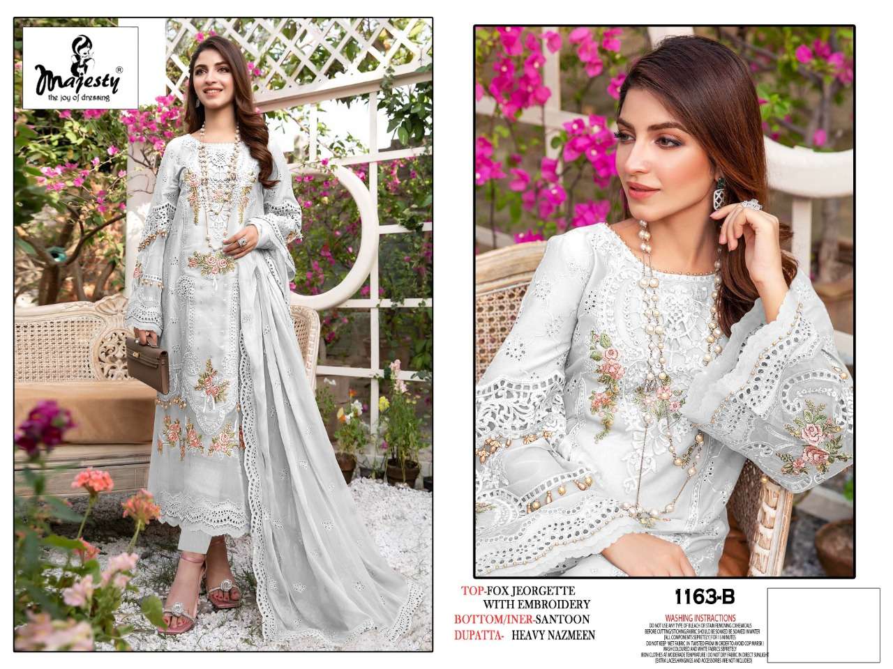 MAJESTY PRESENT MAJESTY D.NO 1163 A TO 1163 C SERIES SEMI STITCHED PAKISTANI DESIGNER SUITS IN WHOLESALE PRICE IN SURAT - SAI DRESSES 