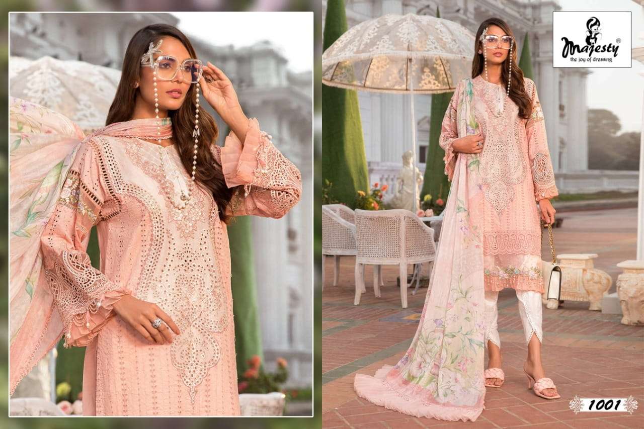 MAJESTY PRESENT RAMSHA VOL- 3 LUXURY LAWN COLLECTION PAKISTANI DESIGNER SUITS IN WHOLESALE PRICE IN SURAT - SAI DRESSES