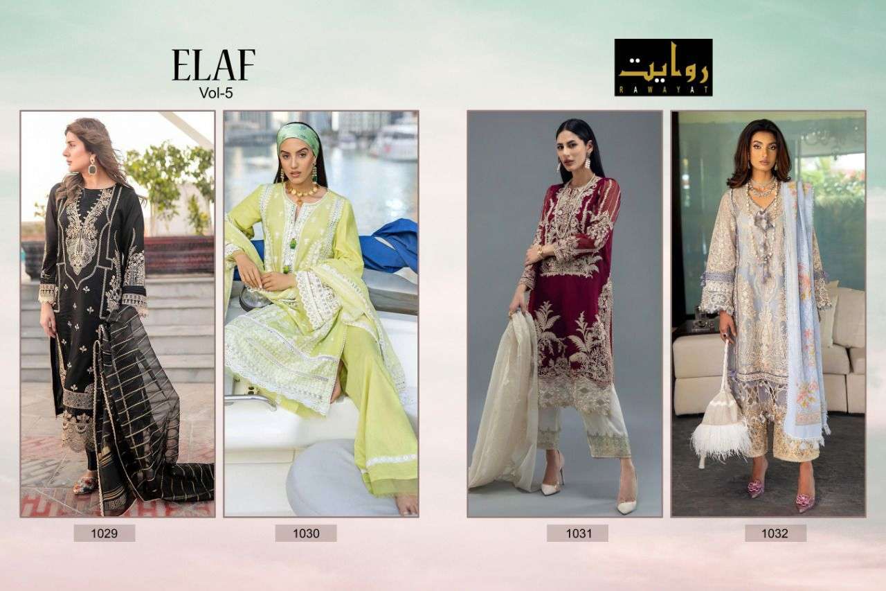 RAWAYAT PRESENT ELAF VOL- 5 LUXURY LAWN PAKISTANI COLLECTION IN WHOLESALE PRICE IN SURAT - SAI DRESSES