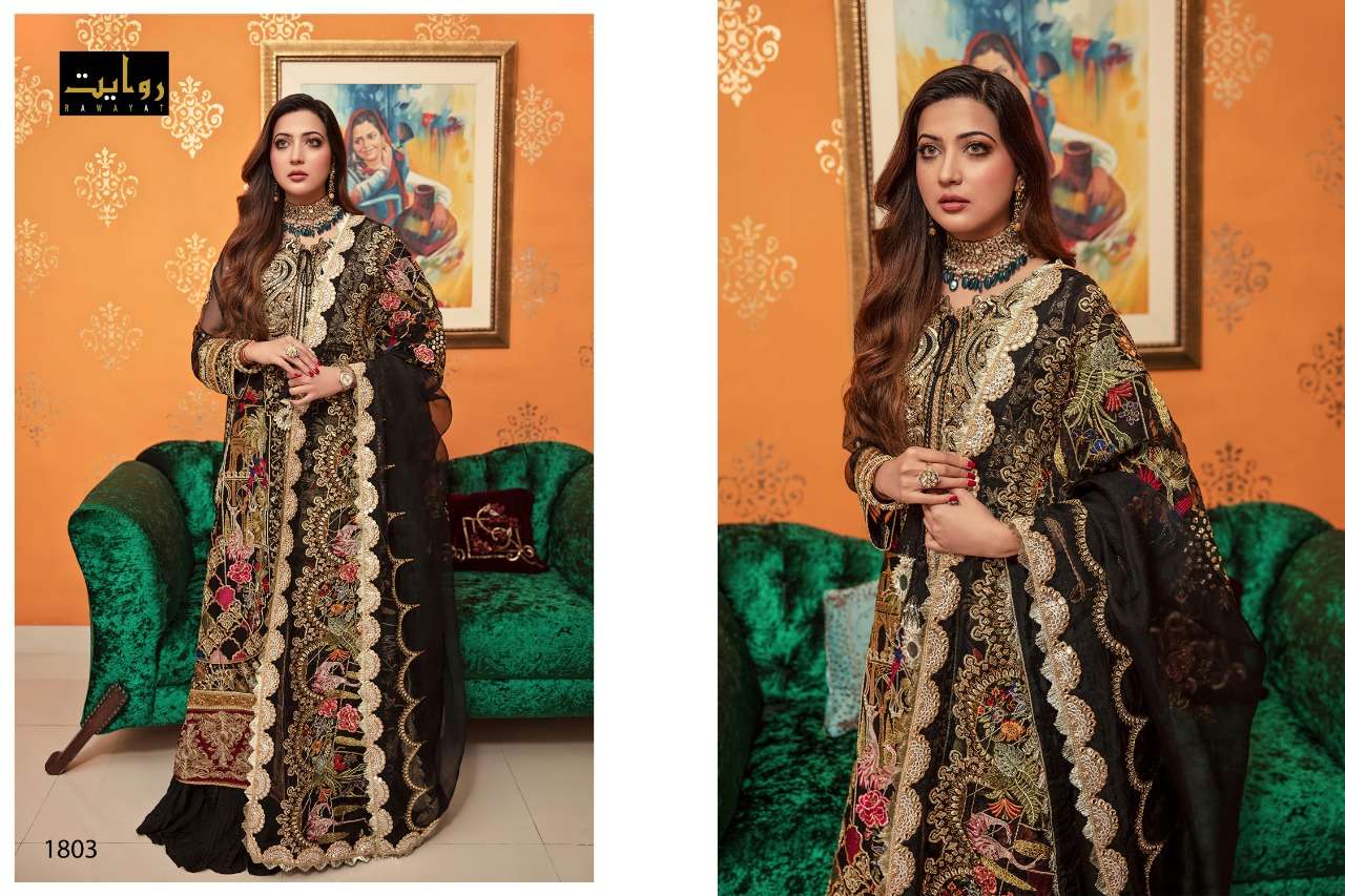 RAWAYAT PRESENT GISELE VOL 1 GEORGETTE SEMI STITCHED PAKISTANI DESIGNER SUITS IN WHOLESALE PRICE IN SURAT - SAI DRESSES