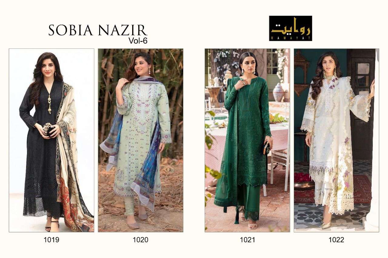 RAWAYAT PRESENT SOBIA NAZIR VOL- 6 PURE COTTON PAKISTANI DESIGNER SUITS IN WHOLESALE PRICE IN SURAT - SAI DRESSES