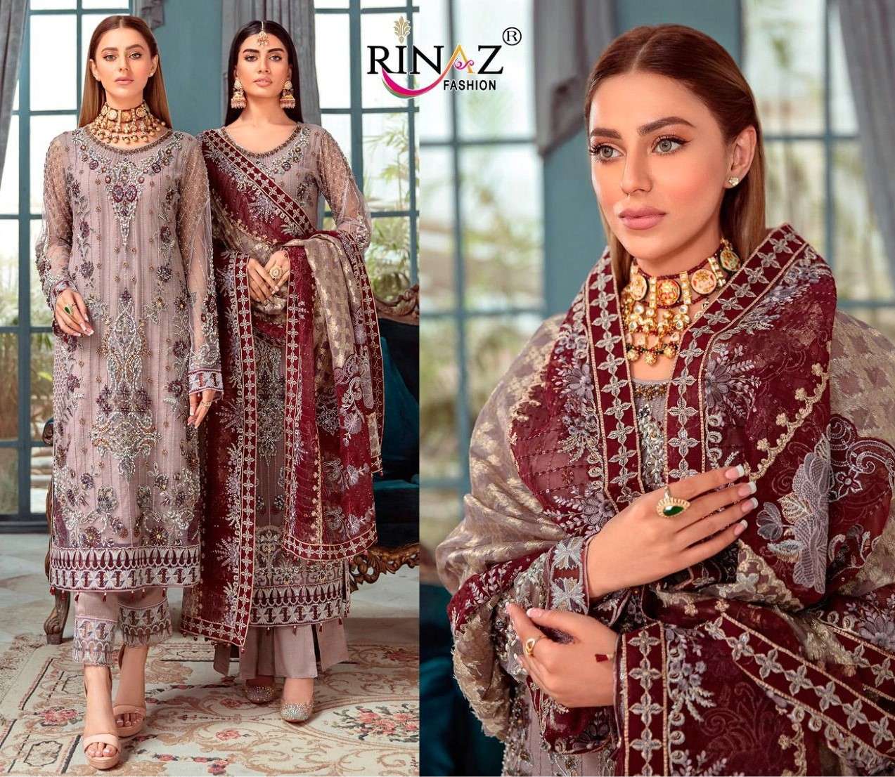 RINAZ FASHION PRESENT RAMSHA VOL- 15 SEMI STITCHED PAKISTANI DESIGNER SUITS IN WHOLESALE PRICE IN SURAT - SAI DRESSES