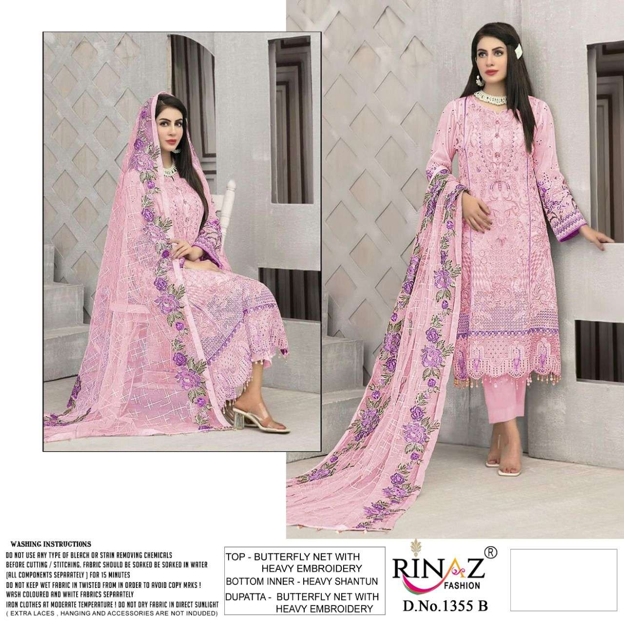 RINAZ FASHION PRESENT RINAZ D.NO 1355 A TO 1355 D SERIES SEMI STITCHED PAKISTANI DESIGNER SUITS IN WHOLESALE PRICE IN SURAT - SAI DRESSES