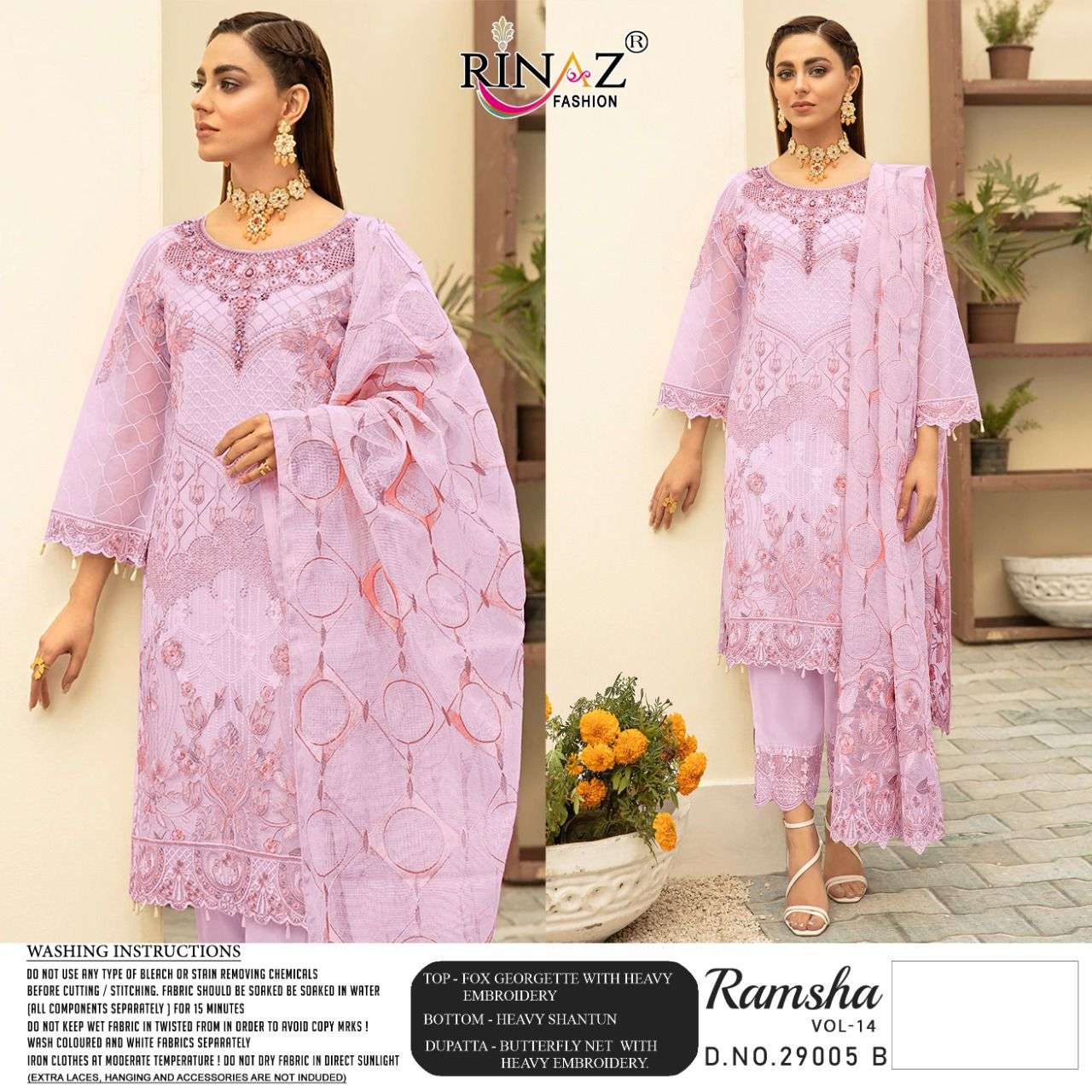 RINAZ PRESENT RAMSHA VOL 14 GEORGETTE SEMI STICHED PAKISTANI SUITS IN WHOLESALE PRICE IN SURAT - SAI DRESSES