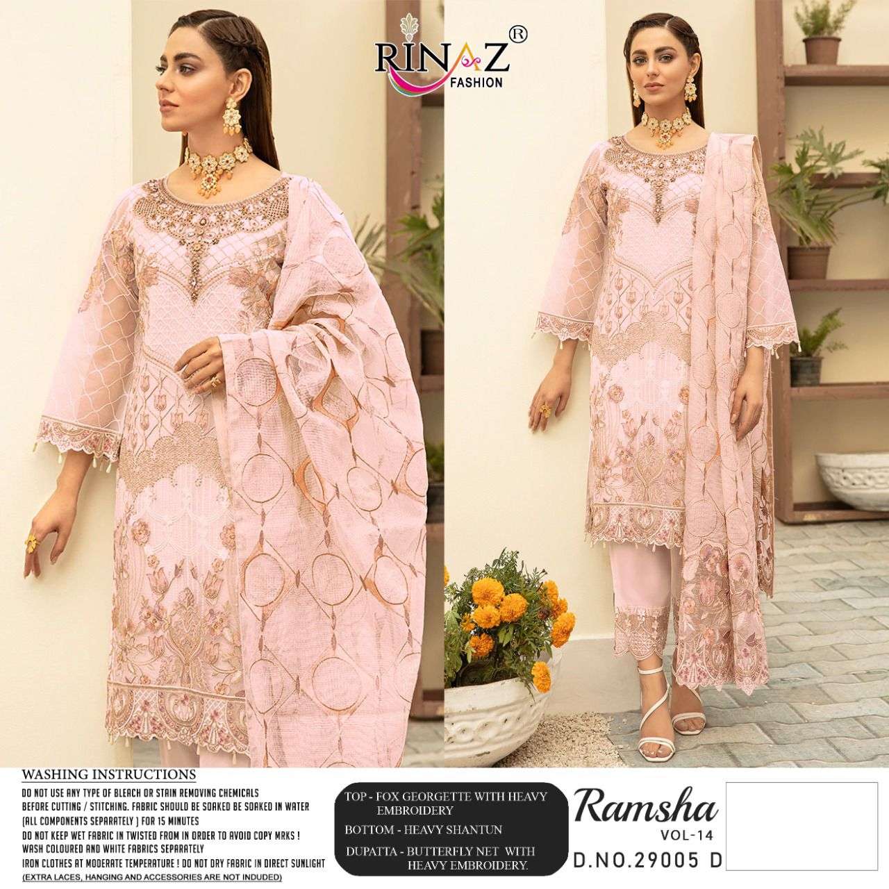 RINAZ PRESENT RAMSHA VOL 14 GEORGETTE SEMI STICHED PAKISTANI SUITS IN WHOLESALE PRICE IN SURAT - SAI DRESSES