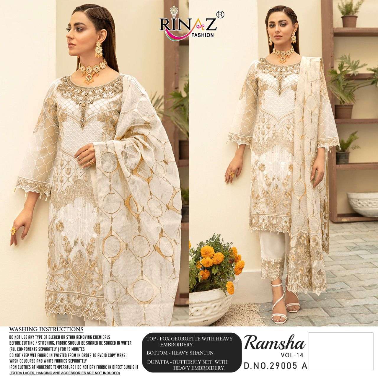 RINAZ PRESENT RAMSHA VOL 14 GEORGETTE SEMI STICHED PAKISTANI SUITS IN WHOLESALE PRICE IN SURAT - SAI DRESSES