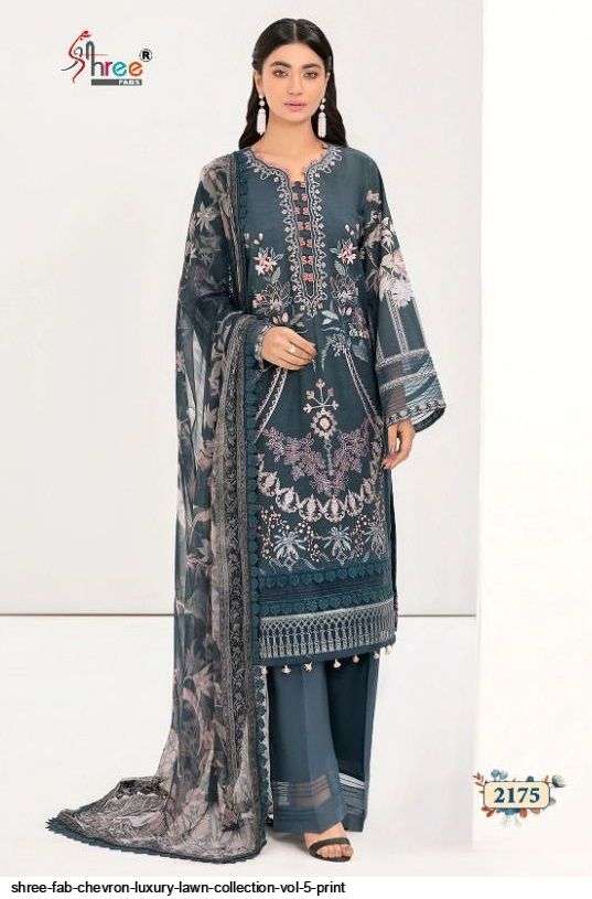 SHREE FABS PRESENT CHEVRON LUXURY LAWN COLLECTION VOL-05 PURE COTTON WITH EMBRODERY PAKISTANI DESIGNER SUITS IN WHOLESALE PRICE IN SURAT - SAI DRESSES