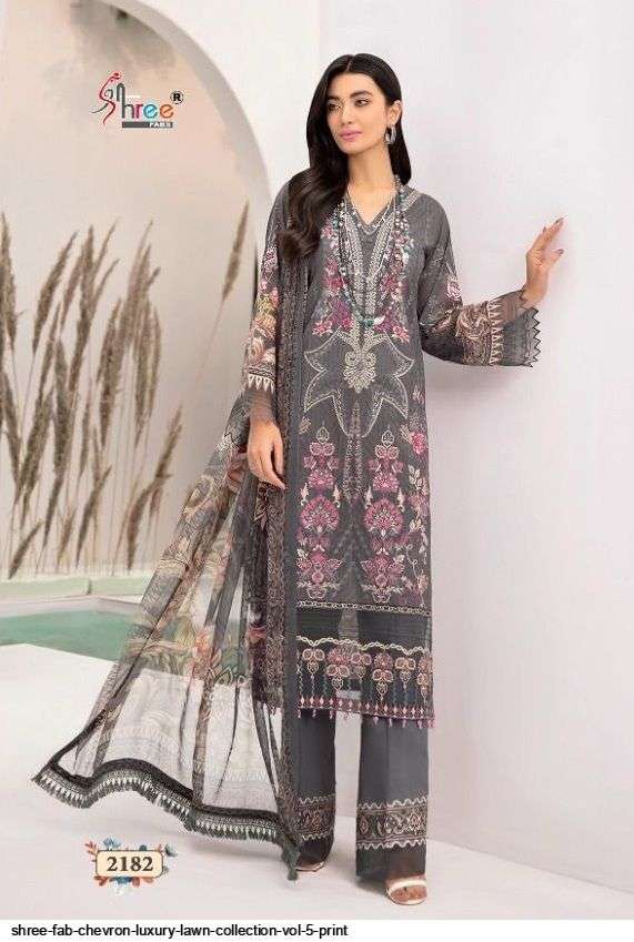 SHREE FABS PRESENT CHEVRON LUXURY LAWN COLLECTION VOL-05 PURE COTTON WITH EMBRODERY PAKISTANI DESIGNER SUITS IN WHOLESALE PRICE IN SURAT - SAI DRESSES