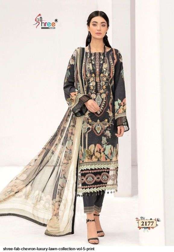 SHREE FABS PRESENT CHEVRON LUXURY LAWN COLLECTION VOL-05 PURE COTTON WITH EMBRODERY PAKISTANI DESIGNER SUITS IN WHOLESALE PRICE IN SURAT - SAI DRESSES