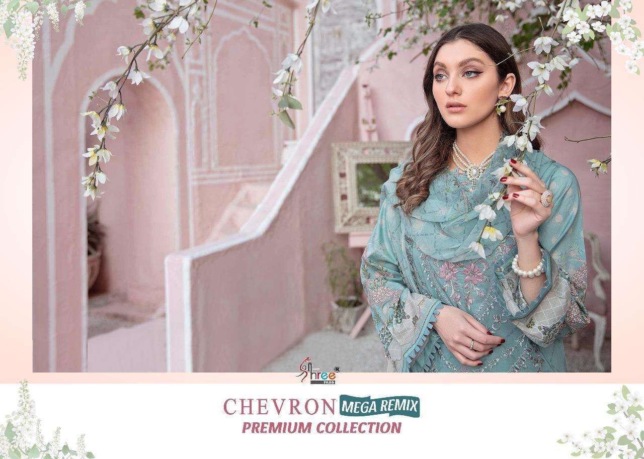 SHREE FABS PRESENT CHEVRON MEGA REMIX PREMIUM COLLECTION PAKISTANI SUITS IN WHOLESALE PRICE IN SURAT - SAI DRESSES