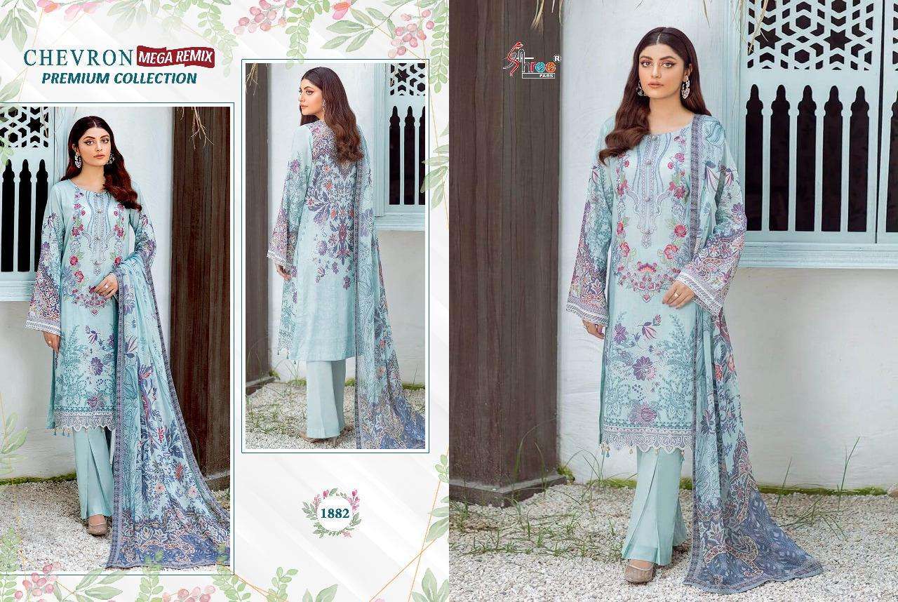 SHREE FABS PRESENT CHEVRON MEGA REMIX PREMIUM COLLECTION PAKISTANI SUITS IN WHOLESALE PRICE IN SURAT - SAI DRESSES