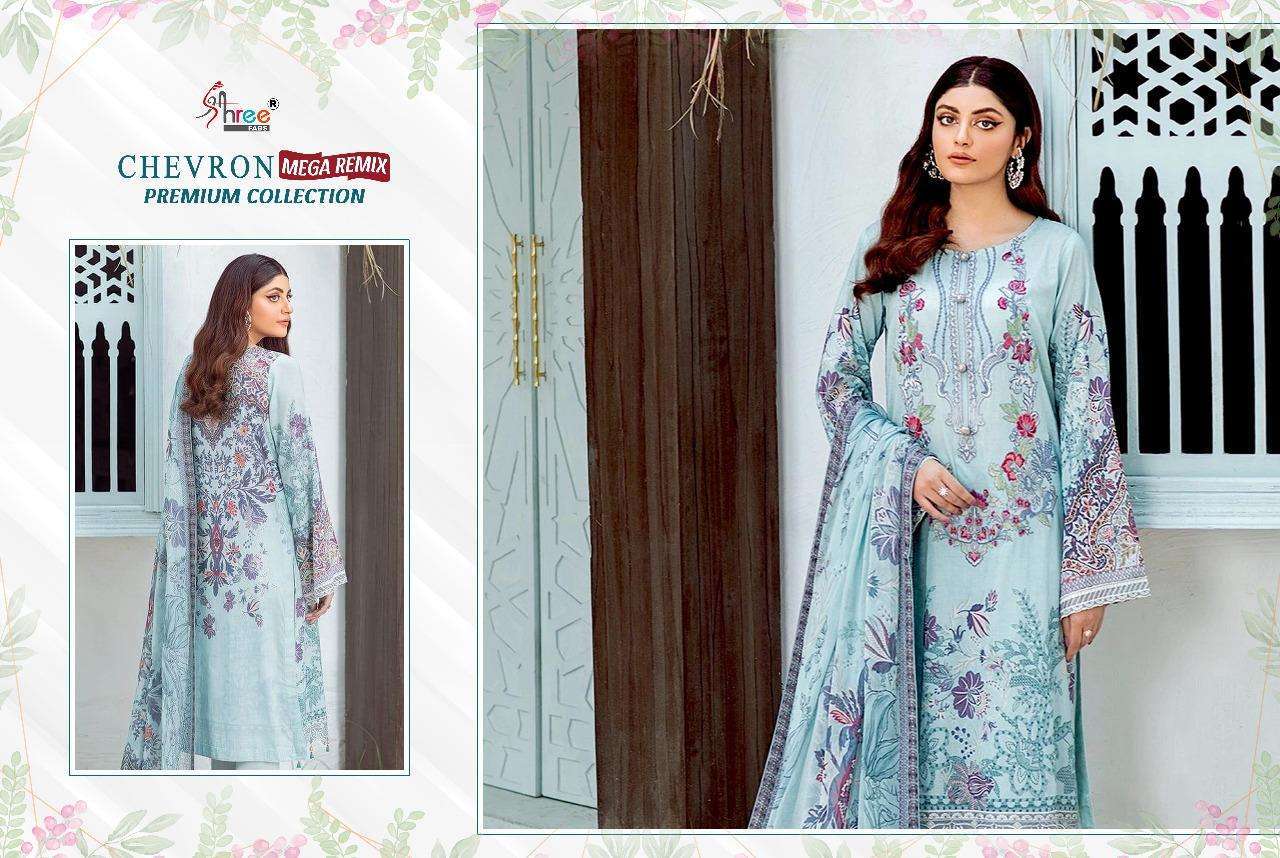 SHREE FABS PRESENT CHEVRON MEGA REMIX PREMIUM COLLECTION PAKISTANI SUITS IN WHOLESALE PRICE IN SURAT - SAI DRESSES