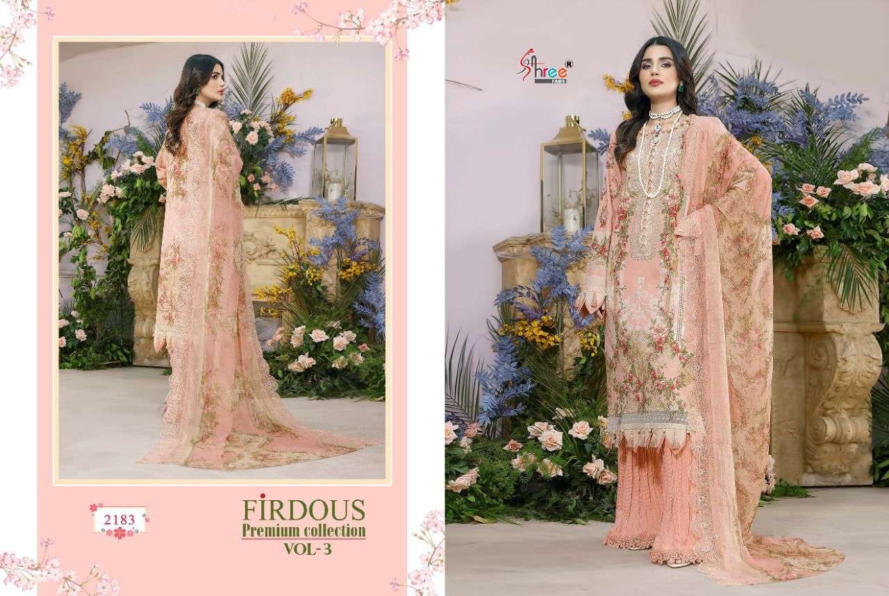 SHREE FABS PRESENT FIRDOUS PREMIUM COLLECTION VOL-3 PURE COTTON PAKISTANI SUITS IN WHOLESALE PRICE IN SURAT - SAI DRESSES
