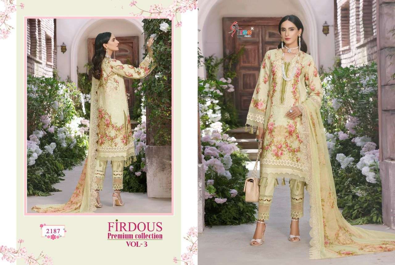 SHREE FABS PRESENT FIRDOUS PREMIUM COLLECTION VOL-3 PURE COTTON PAKISTANI SUITS IN WHOLESALE PRICE IN SURAT - SAI DRESSES