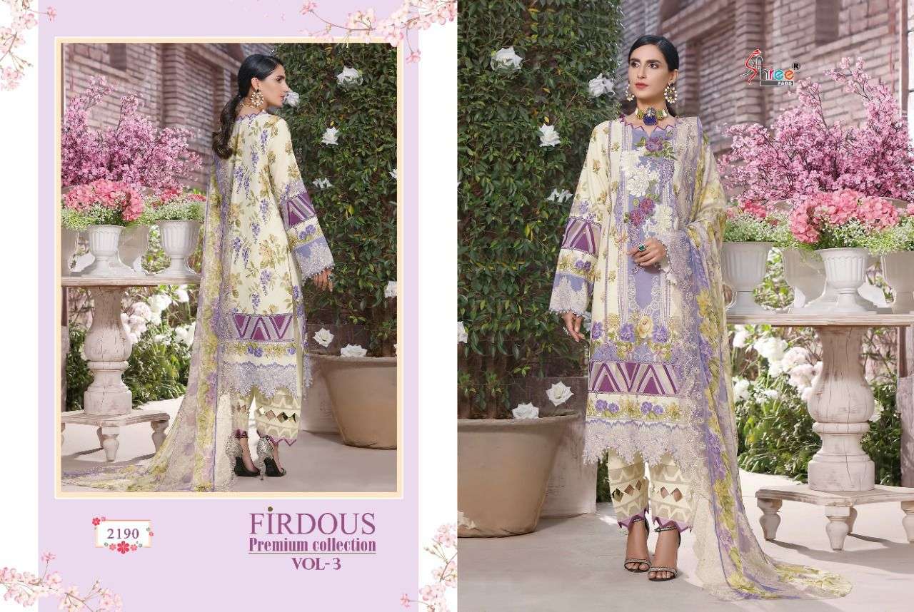 SHREE FABS PRESENT FIRDOUS PREMIUM COLLECTION VOL-3 PURE COTTON PAKISTANI SUITS IN WHOLESALE PRICE IN SURAT - SAI DRESSES