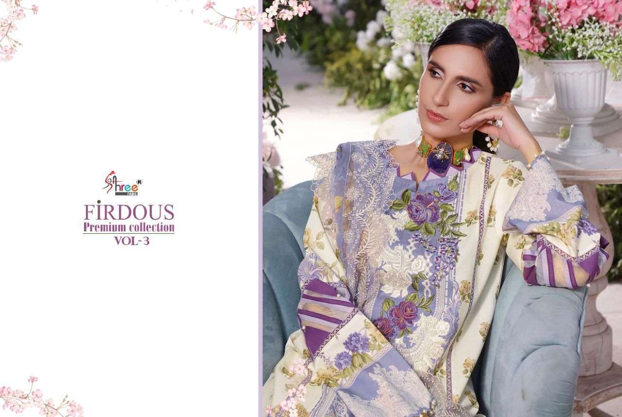 SHREE FABS PRESENT FIRDOUS PREMIUM COLLECTION VOL-3 PURE COTTON PAKISTANI SUITS IN WHOLESALE PRICE IN SURAT - SAI DRESSES