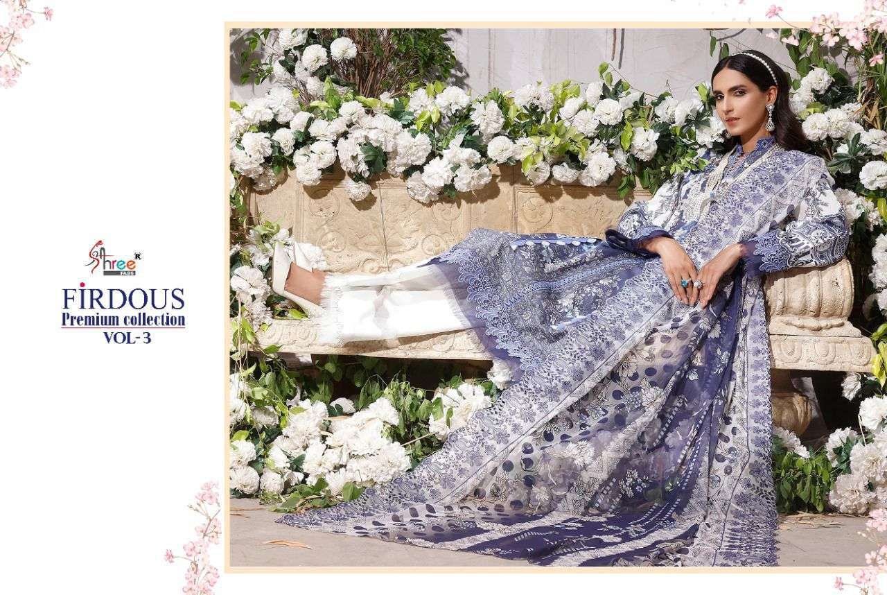 SHREE FABS PRESENT FIRDOUS PREMIUM COLLECTION VOL-3 PURE COTTON PAKISTANI SUITS IN WHOLESALE PRICE IN SURAT - SAI DRESSES