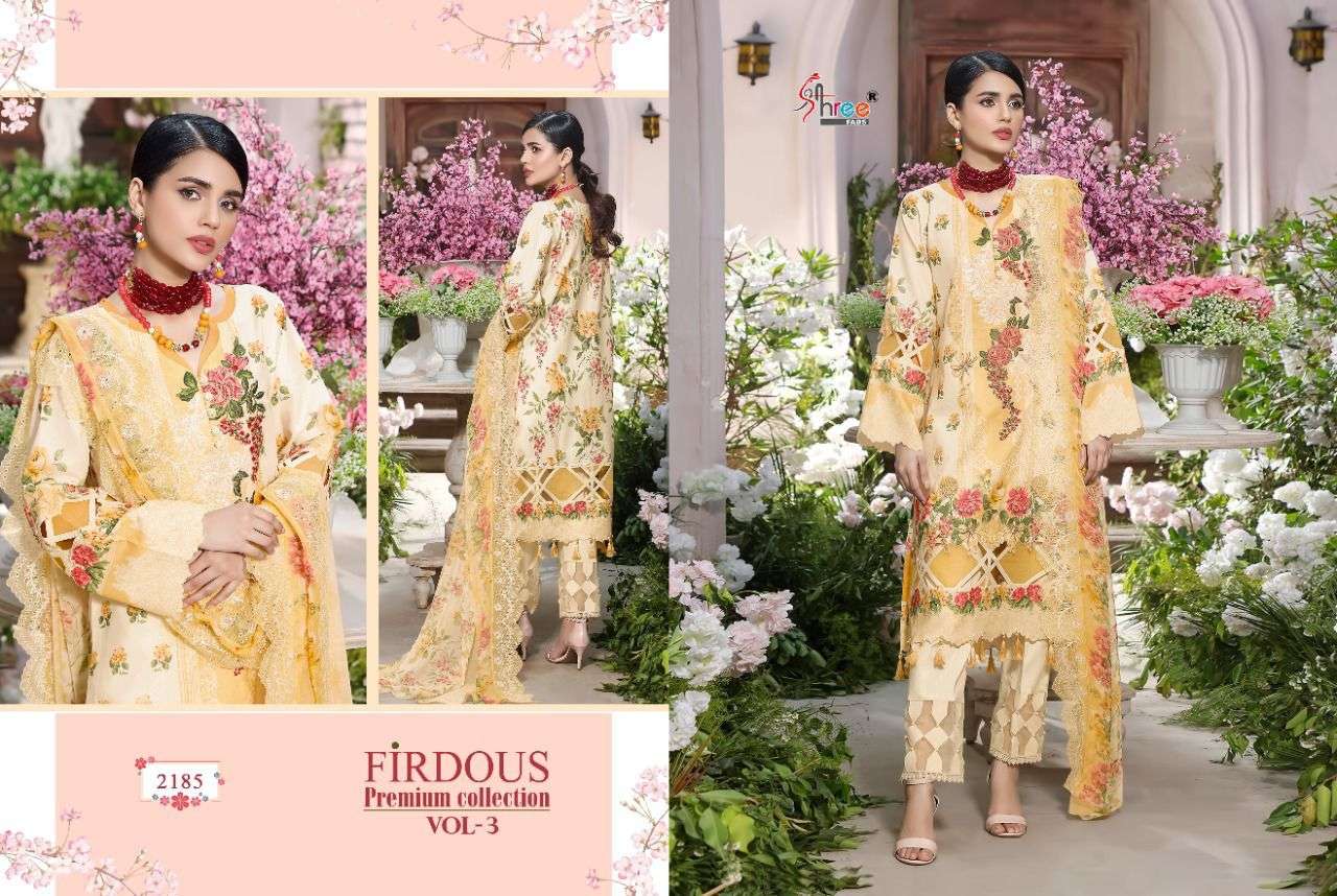 SHREE FABS PRESENT FIRDOUS PREMIUM COLLECTION VOL-3 PURE COTTON PAKISTANI SUITS IN WHOLESALE PRICE IN SURAT - SAI DRESSES