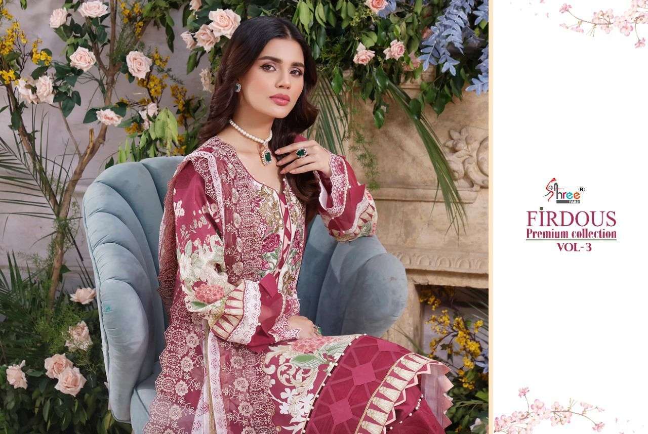 SHREE FABS PRESENT FIRDOUS PREMIUM COLLECTION VOL-3 PURE COTTON PAKISTANI SUITS IN WHOLESALE PRICE IN SURAT - SAI DRESSES