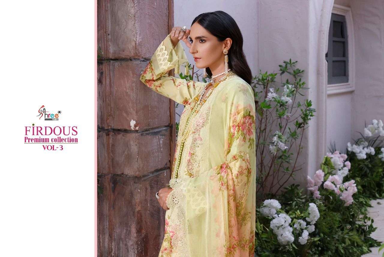 SHREE FABS PRESENT FIRDOUS PREMIUM COLLECTION VOL-3 PURE COTTON PAKISTANI SUITS IN WHOLESALE PRICE IN SURAT - SAI DRESSES