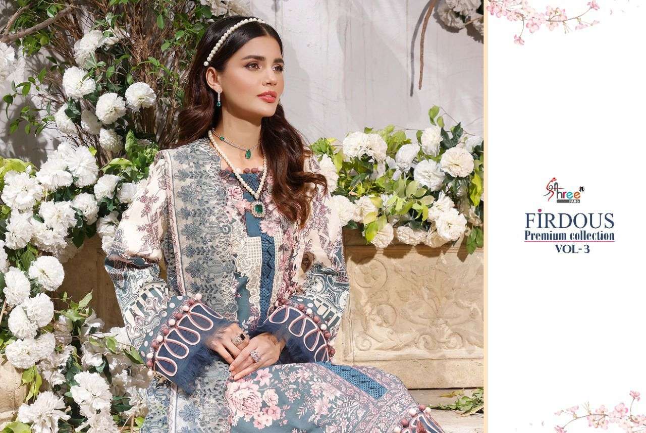 SHREE FABS PRESENT FIRDOUS PREMIUM COLLECTION VOL-3 PURE COTTON PAKISTANI SUITS IN WHOLESALE PRICE IN SURAT - SAI DRESSES