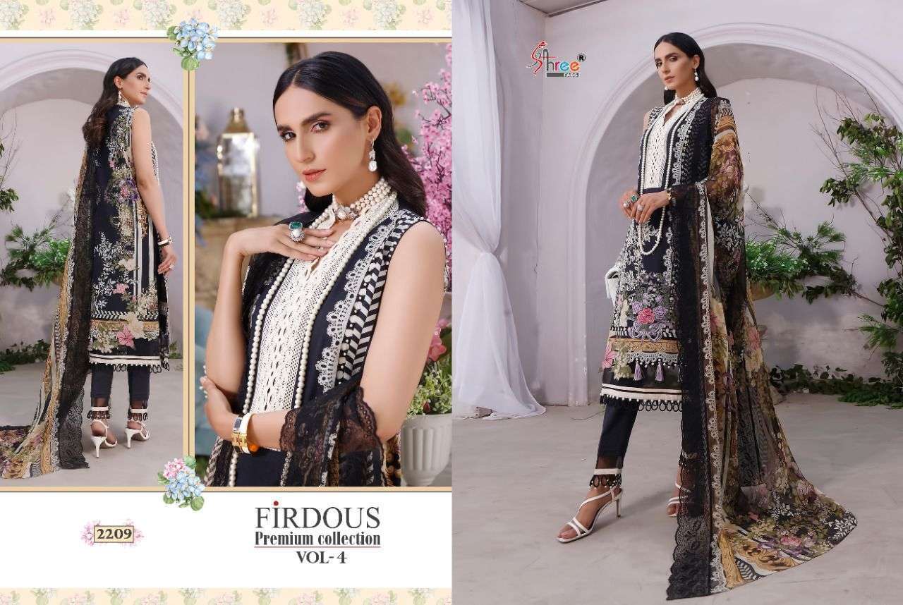 SHREE FABS PRESENT FIRDOUS PREMIUM COLLECTION VOL-4 PURE COTTON PAKISTANI SUITS IN WHOLESALE PRICE IN SURAT - SAI DRESSES
