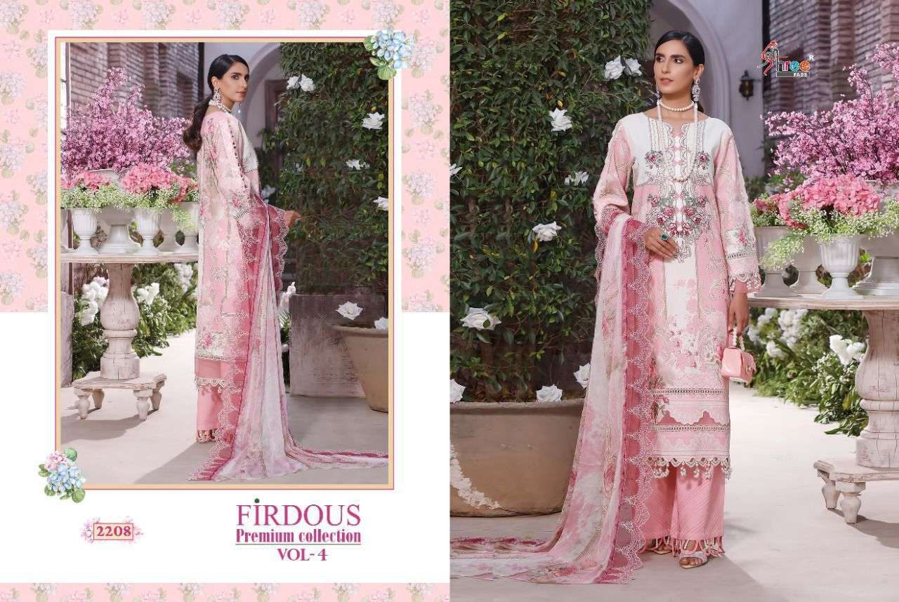 SHREE FABS PRESENT FIRDOUS PREMIUM COLLECTION VOL-4 PURE COTTON PAKISTANI SUITS IN WHOLESALE PRICE IN SURAT - SAI DRESSES
