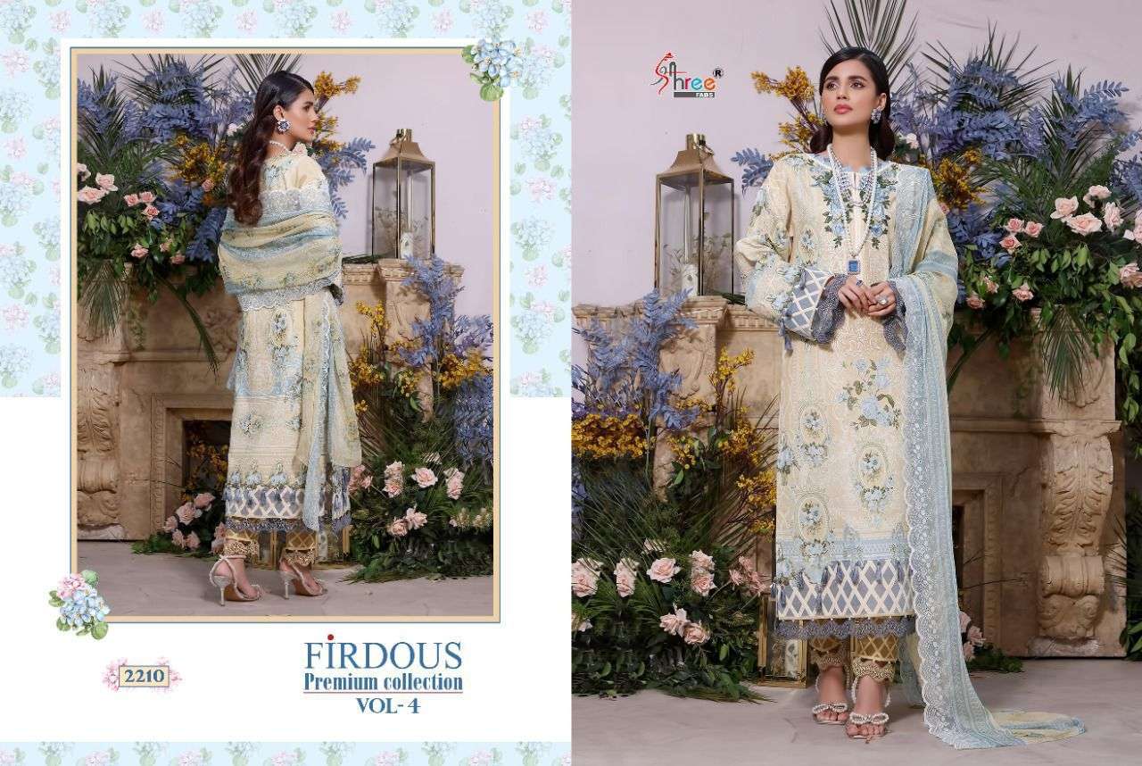 SHREE FABS PRESENT FIRDOUS PREMIUM COLLECTION VOL-4 PURE COTTON PAKISTANI SUITS IN WHOLESALE PRICE IN SURAT - SAI DRESSES