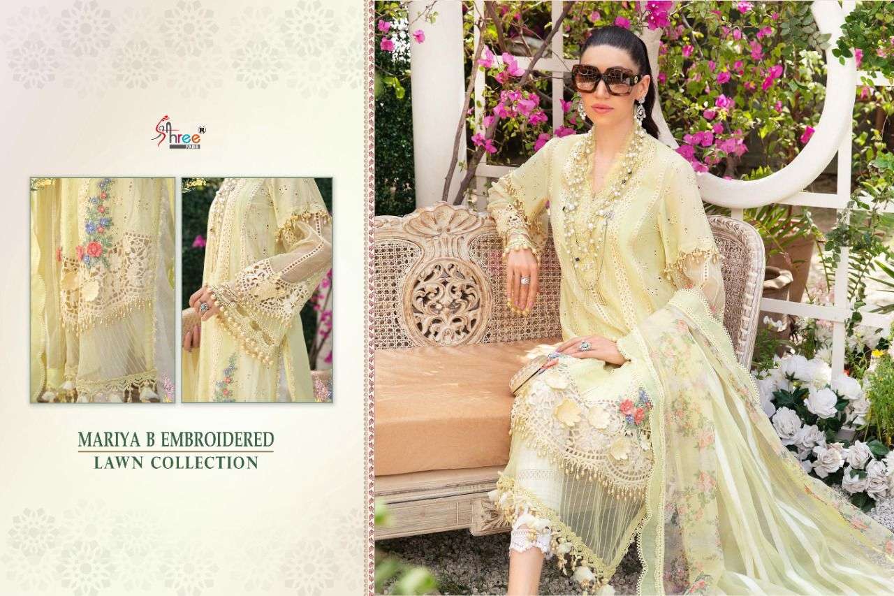 SHREE FABS PRESENT MARIYA B EMBROIDERED LAWN COLLECTION PAKISTANI DESIGNER SUITS IN WHOLESALE PRICE IN SURAT - SAI DRESSES
