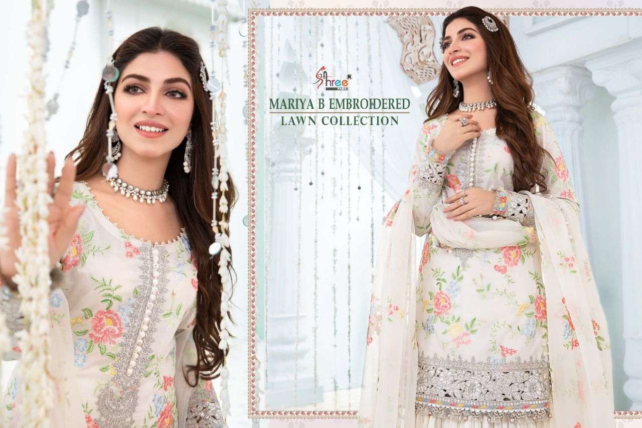 SHREE FABS PRESENT MARIYA B EMBROIDERED LAWN COLLECTION PAKISTANI DESIGNER SUITS IN WHOLESALE PRICE IN SURAT - SAI DRESSES