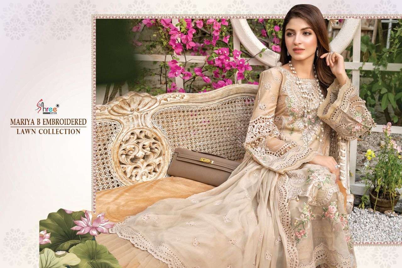 SHREE FABS PRESENT MARIYA B EMBROIDERED LAWN COLLECTION PAKISTANI DESIGNER SUITS IN WHOLESALE PRICE IN SURAT - SAI DRESSES