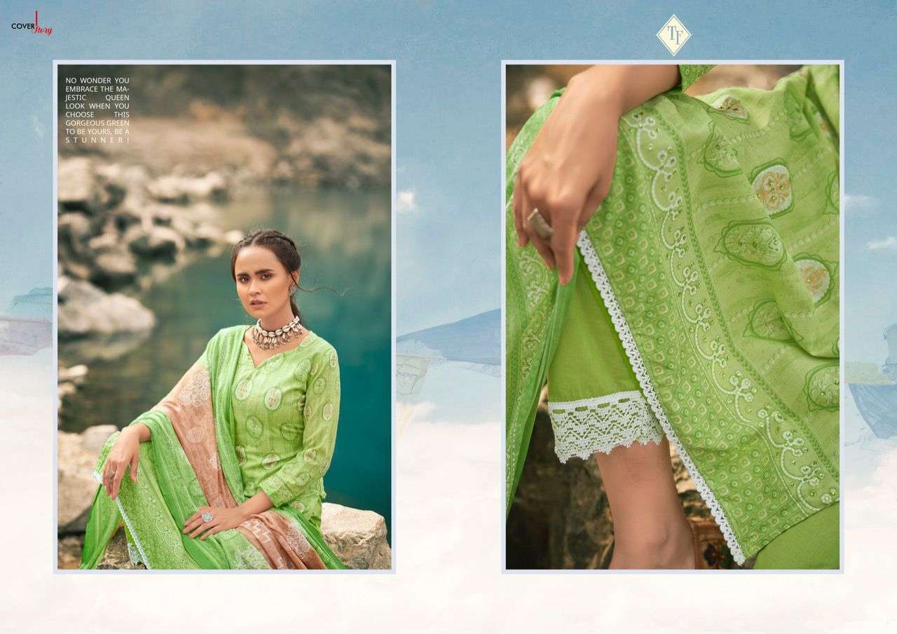 TANISHK FASHION PRESENT ISRAT CATALOG PURE COTTON WITH BORDER LACE PANT STYLE SUITS IN WHOLESALE PRICE IN SURAT - SAI DRESSES