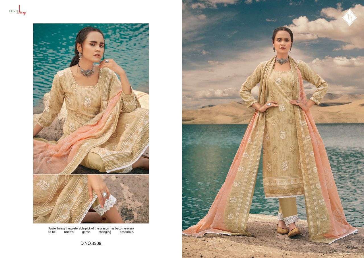 TANISHK FASHION PRESENT ISRAT CATALOG PURE COTTON WITH BORDER LACE PANT STYLE SUITS IN WHOLESALE PRICE IN SURAT - SAI DRESSES