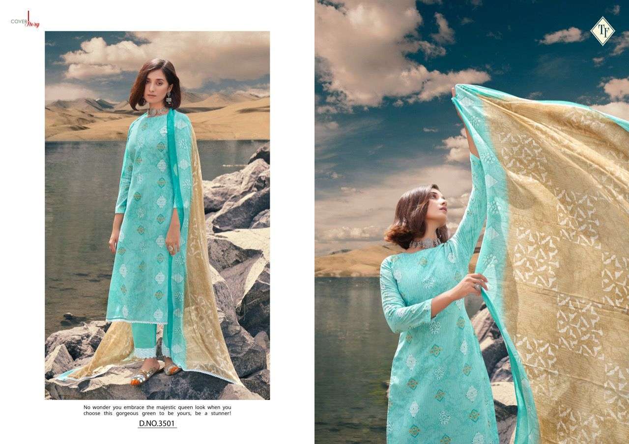 TANISHK FASHION PRESENT ISRAT CATALOG PURE COTTON WITH BORDER LACE PANT STYLE SUITS IN WHOLESALE PRICE IN SURAT - SAI DRESSES