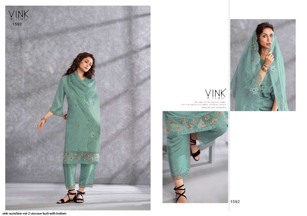  VINK PRESENT SUNSHINE VOL 2 VISCOSE KURTI WITH BOTTOM IN WHOLESALE PRICE IN SURAT - SAI DRESSES