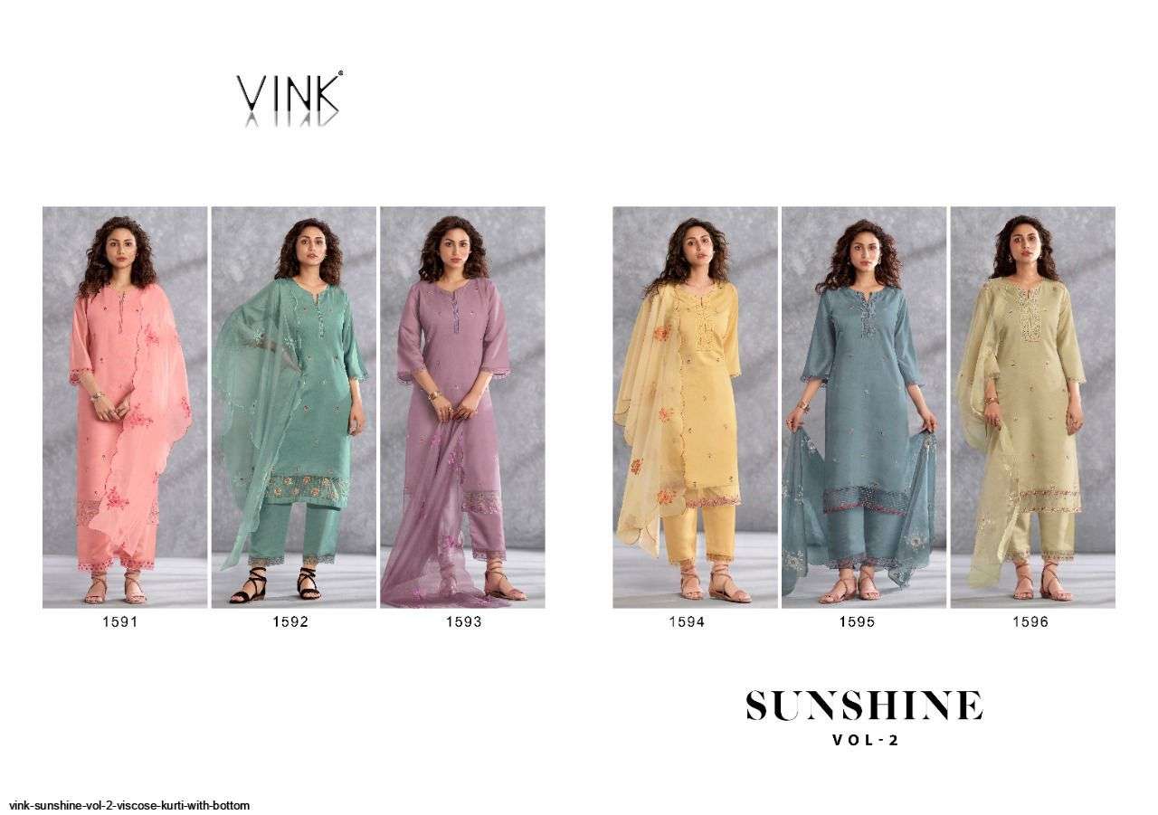  VINK PRESENT SUNSHINE VOL 2 VISCOSE KURTI WITH BOTTOM IN WHOLESALE PRICE IN SURAT - SAI DRESSES