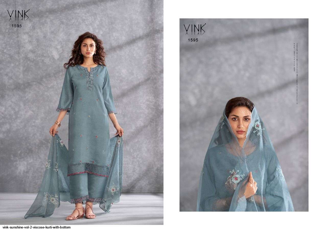  VINK PRESENT SUNSHINE VOL 2 VISCOSE KURTI WITH BOTTOM IN WHOLESALE PRICE IN SURAT - SAI DRESSES