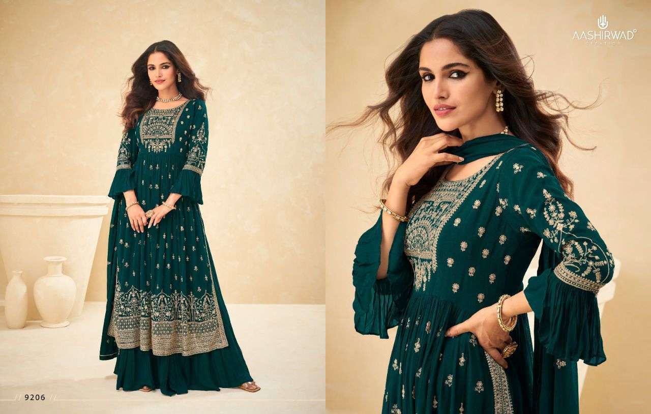 AASHIRWAD CREATION PRESENT LIMELIGHT READYMADE DESIGNER SUITS IN WHOLESALE PRICE IN SURAT - SAI DRESSES