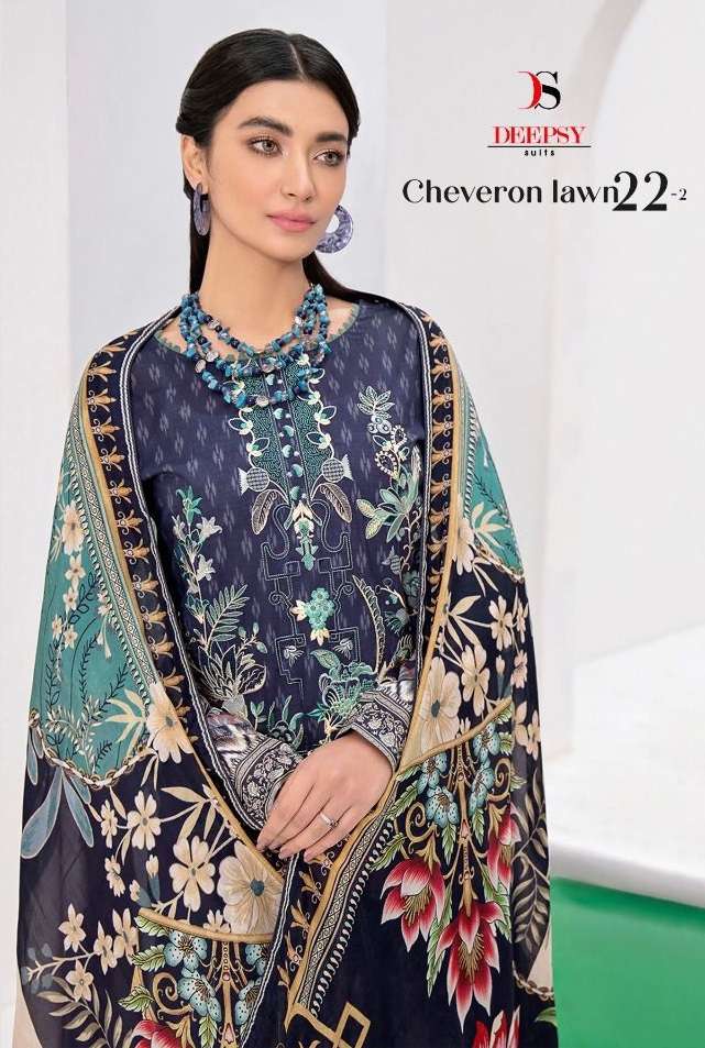 DEEPSY SUITS PRESENT CHEVERON LAWN 22-2 COTTON EMBROIDERED PAKISTANI SUITS IN WHOLESALE PRICE IN SURAT - SAI DRESSES