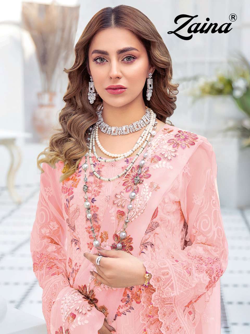 PRIYAM FASHION PRESENT ZAINA P-351-A TO P-351-D SERIES SEMI STITCHED PAKISTANI DESIGNER SUITS IN WHOLESALE PRICE IN SURAT - SAI DRESSES