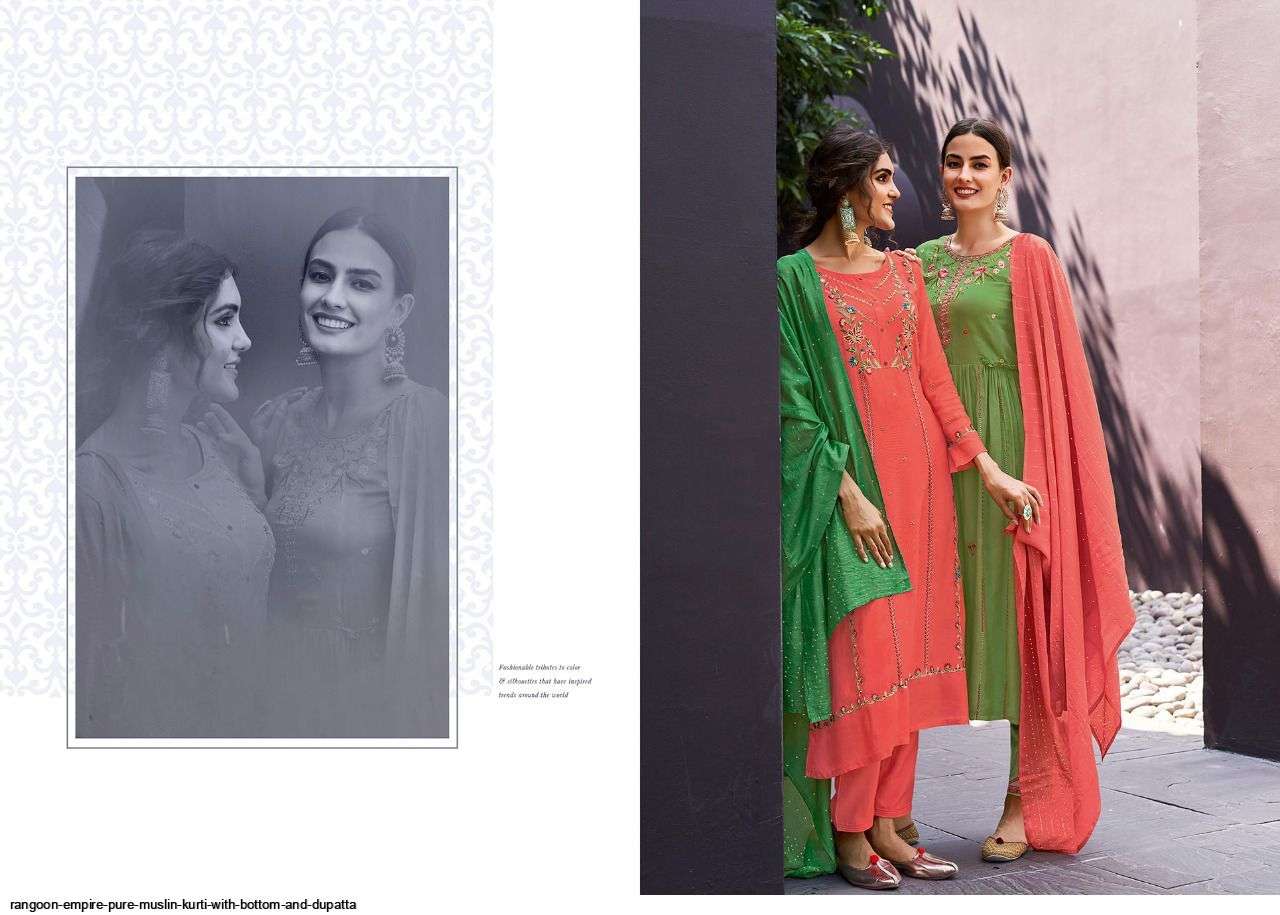 RANGOON PRESENT EMPIRE READYMADE EMBROIDERED DESIGNER SALWAR SUITS IN WHOLESALE PRICE IN SURAT - SAI DRESSES