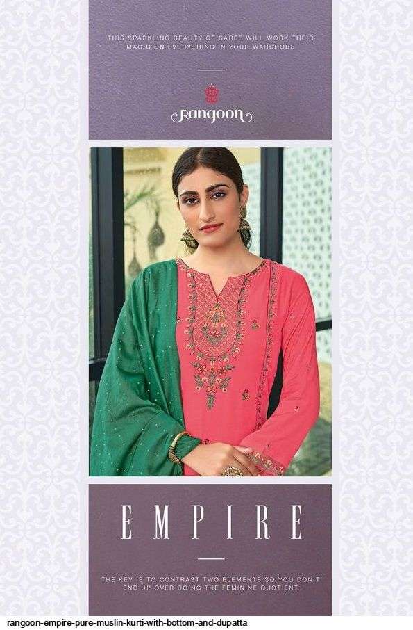 RANGOON PRESENT EMPIRE READYMADE EMBROIDERED DESIGNER SALWAR SUITS IN WHOLESALE PRICE IN SURAT - SAI DRESSES