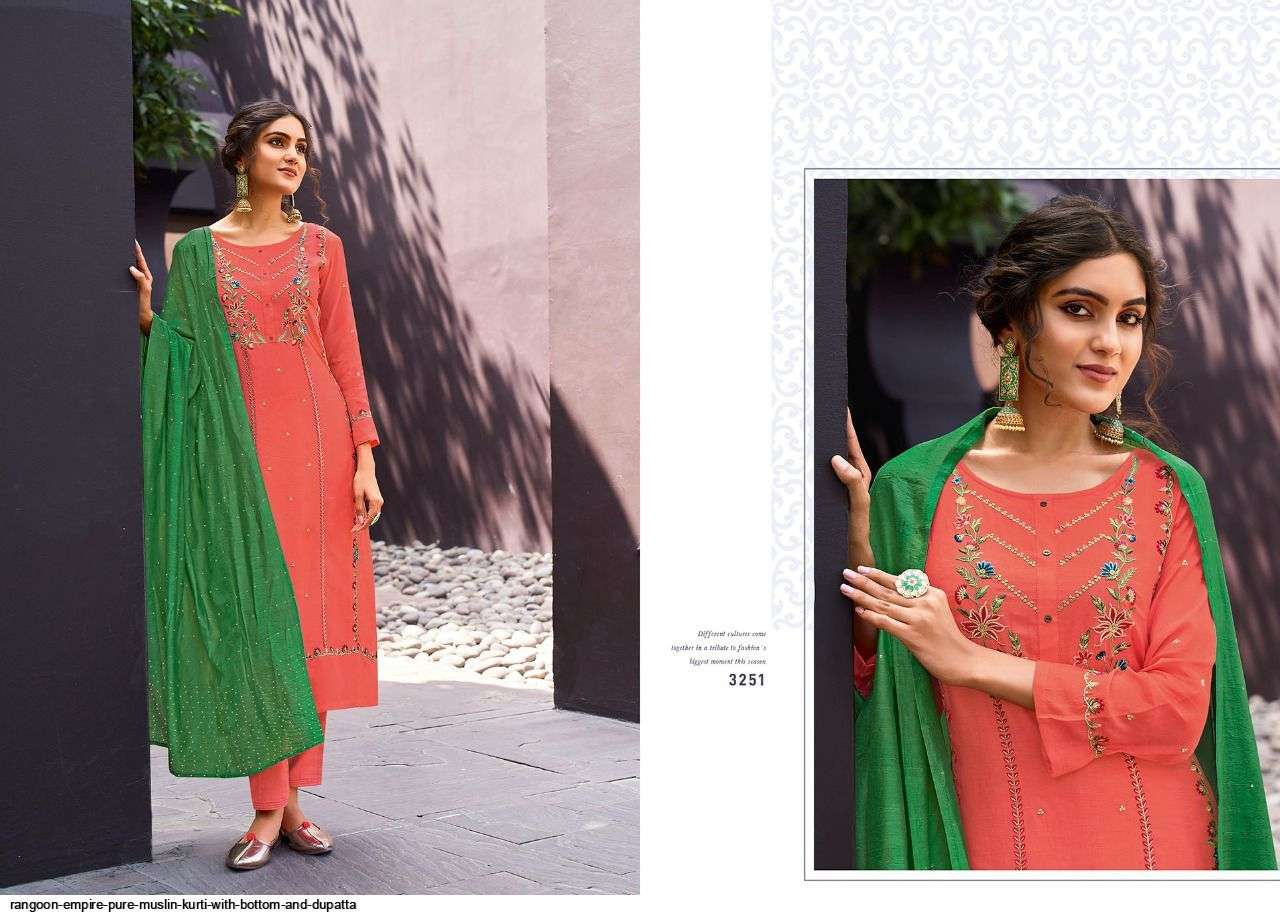 RANGOON PRESENT EMPIRE READYMADE EMBROIDERED DESIGNER SALWAR SUITS IN WHOLESALE PRICE IN SURAT - SAI DRESSES