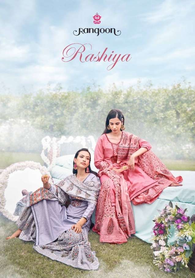 RANGOON PRESENT RASHIYA HEAVY COTTON SELF PRINT WITH KASHMIRI WORK ON NECK READYMADE FANCY SALWAR SUITS IN WHOLESALE PRICE IN SURAT - SAI DRESSES