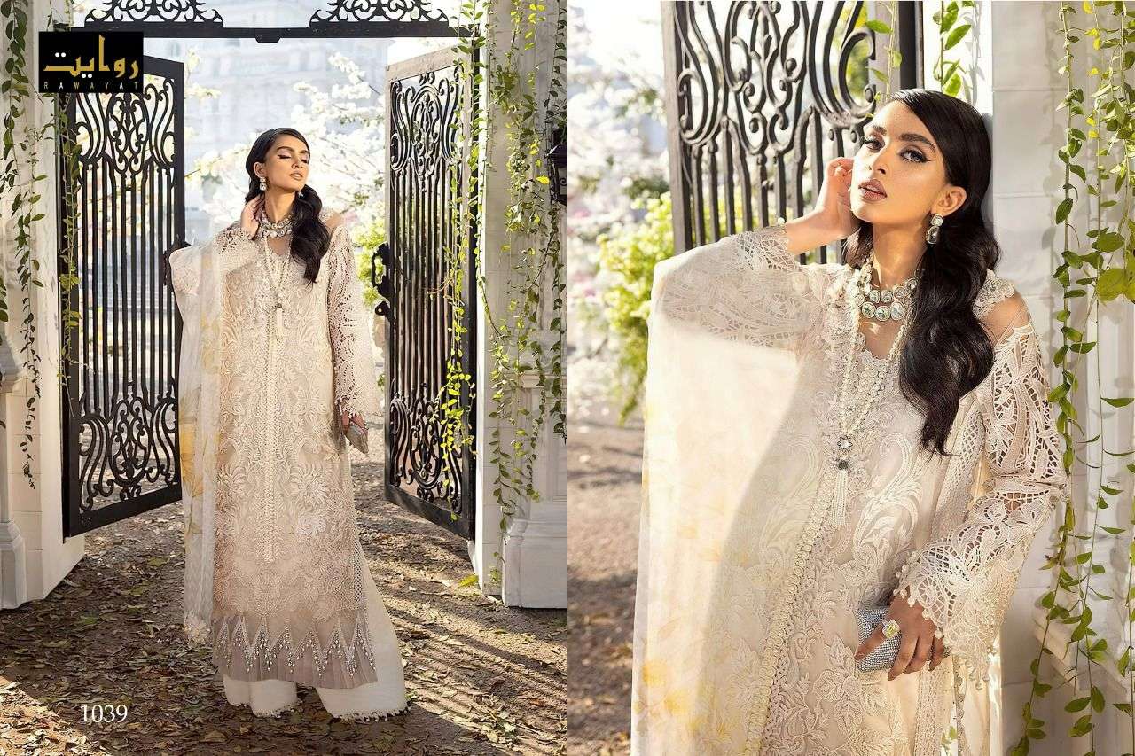 RAWAYAT PRESENT NUREH VOL 4 SEMI STITCHED EMBROIDERED PAKISTANI DESIGNER SUITS IN WHOLESALE PRICE IN SURAT - SAI DRESSES